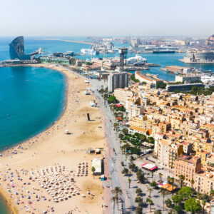 Barcellona, vista aerea della Barceloneta